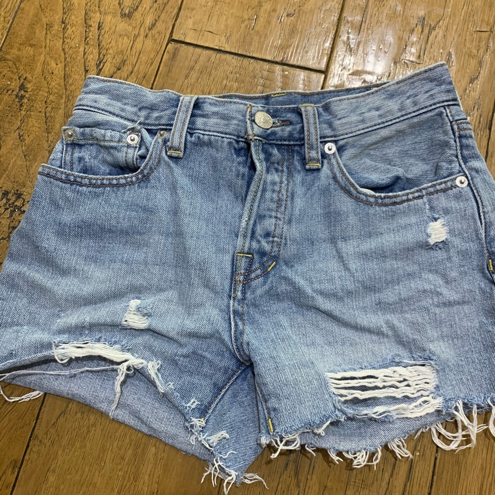 free people distressed denim/jean shorts